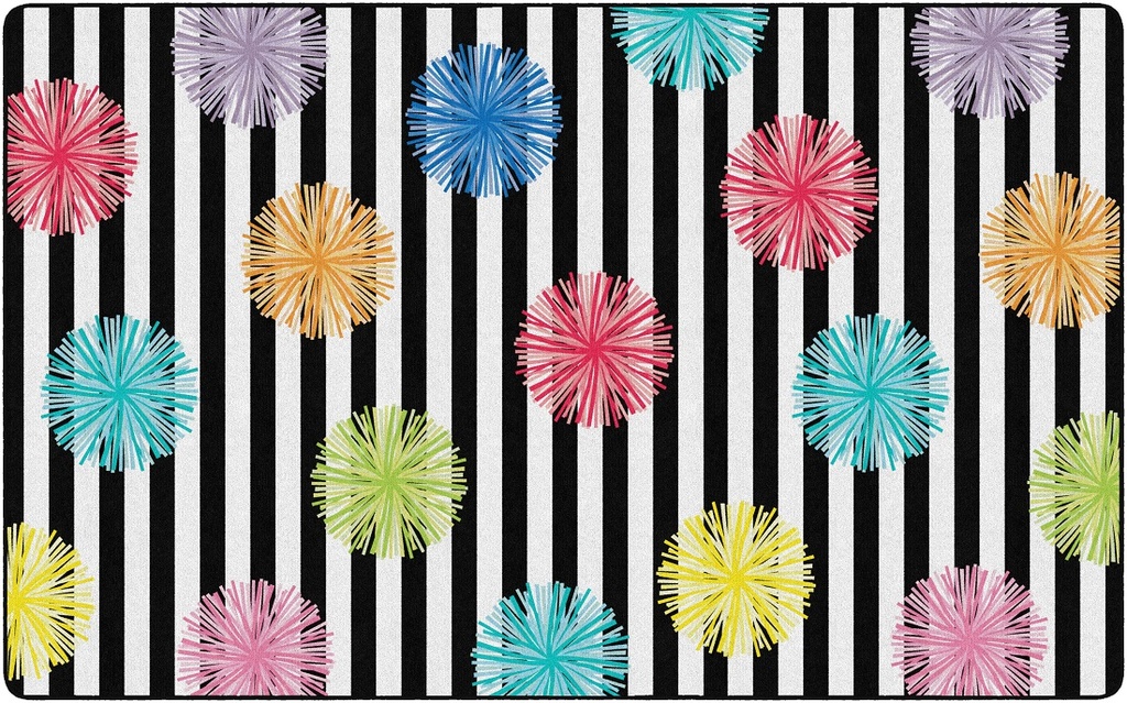 Just Teach Black & White Poms 7'6" X 12' Rectangle Carpet