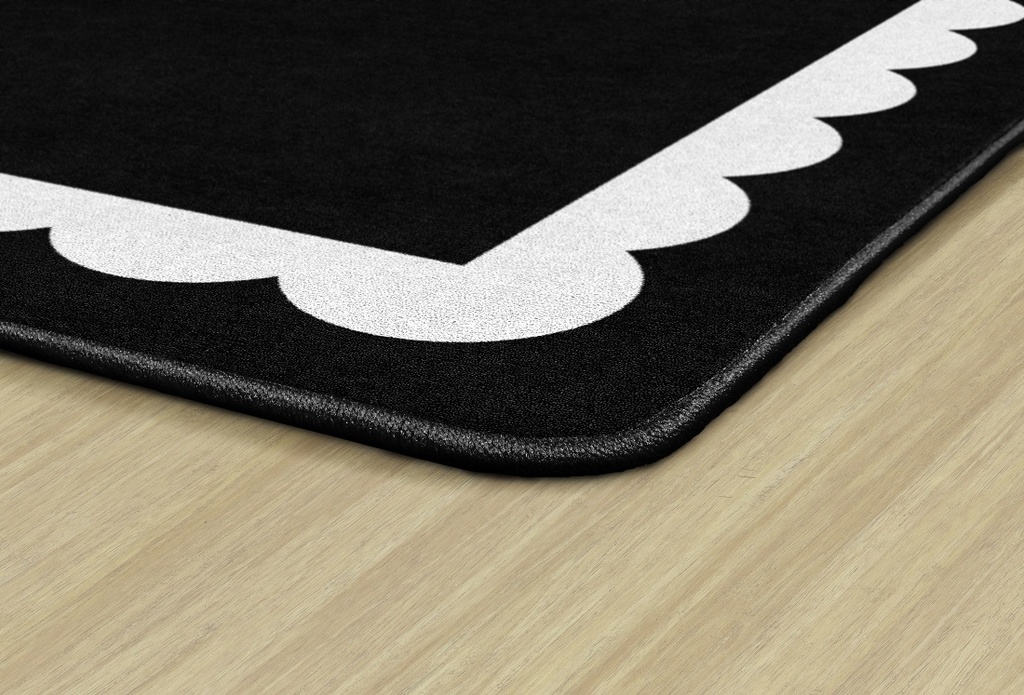 Black White &amp; Stylish Brights Black &amp; White Scallop Border 5' X 7'6&quot; Rectangle Carpet