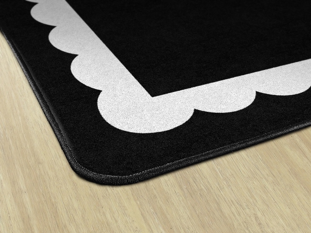 Black White & Stylish Brights Black & White Scallop Border 5' X 7'6" Rectangle Carpet