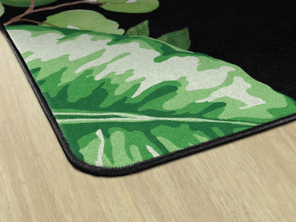 Simply Boho Greenery On Black 7'6" X 12' Rectangle Carpet