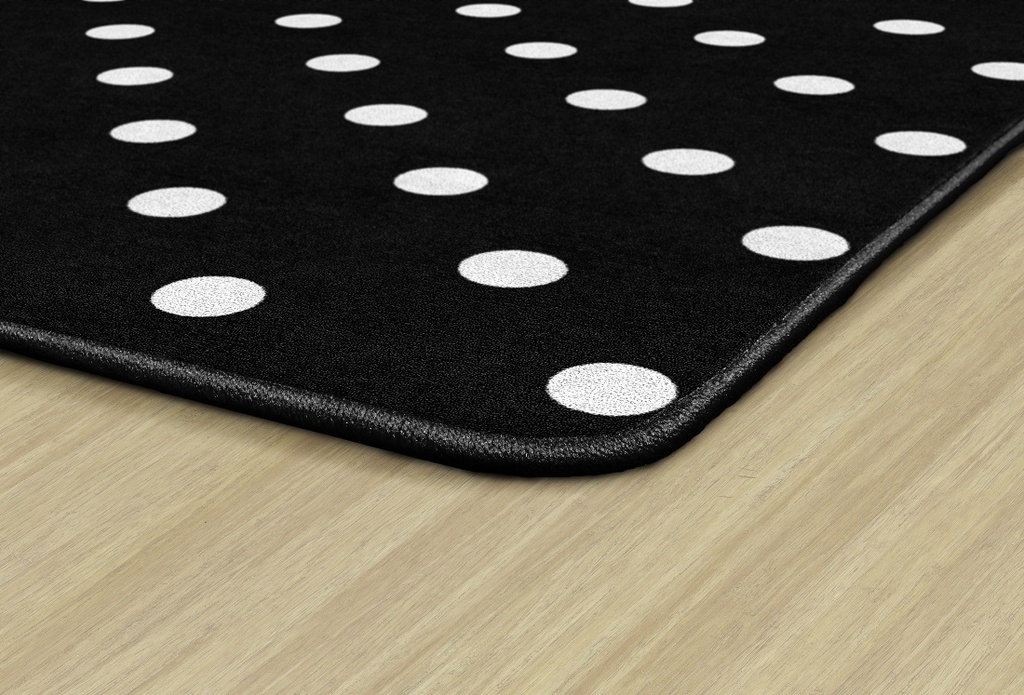 Black White & Stylish Brights Small Black & White Polka Dots 7'6" X 12' Rectangle Carpet