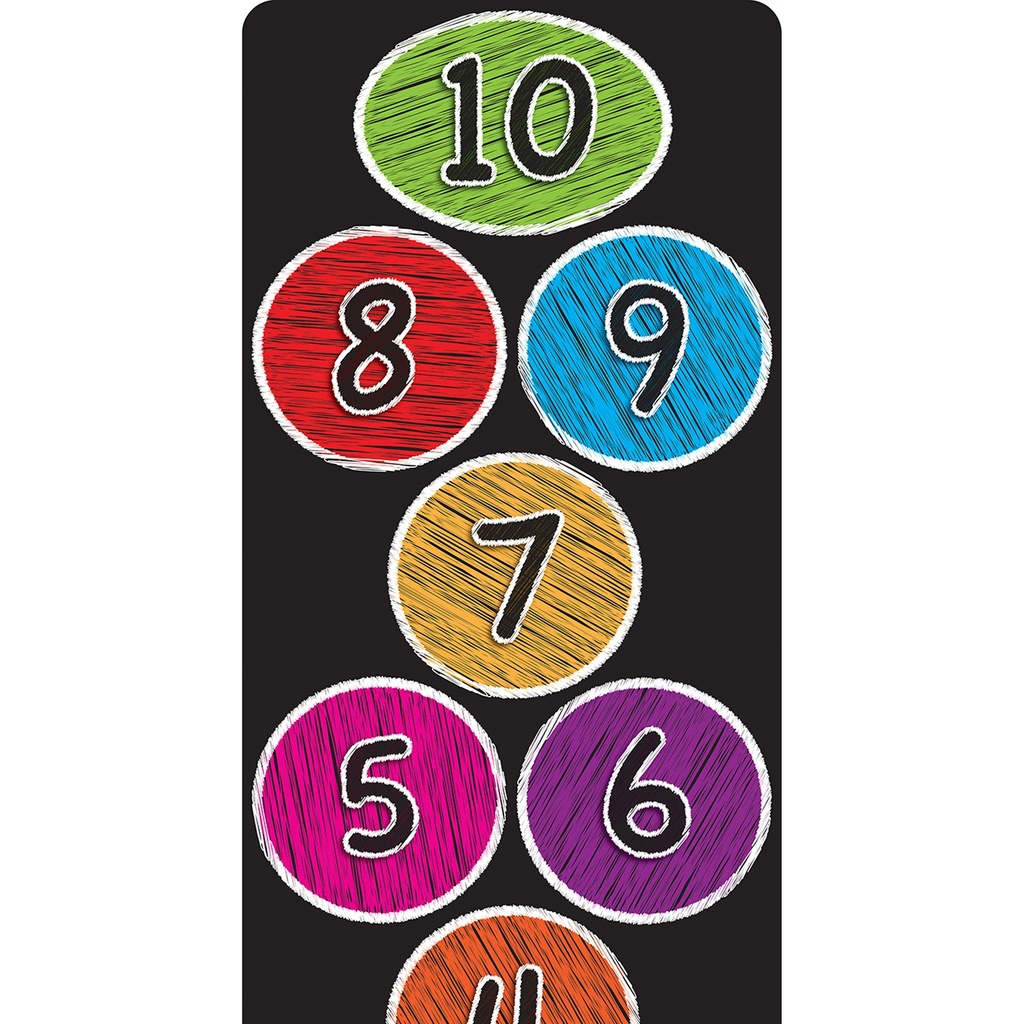 Smart Poly™, The Original Fun Mat™, Mat Runner, 15.5" x 47", Numbers 1-10, Colored Chalk Circles
