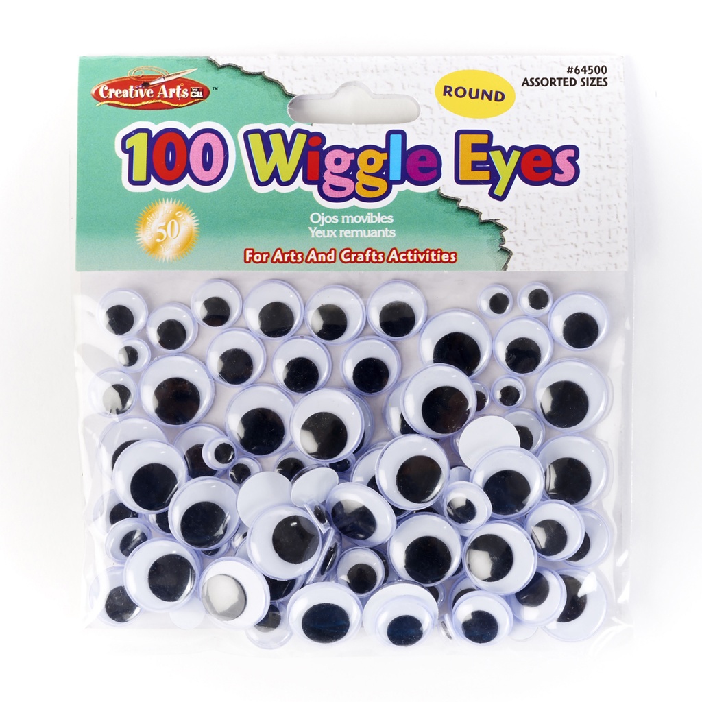 Wiggle Eyes, Assorted Sizes, Black, Pack of 100