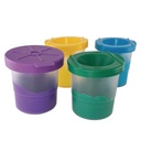 No-Spill Round Paint Cups with Colored Lids, 3" Dia., 10 Cups