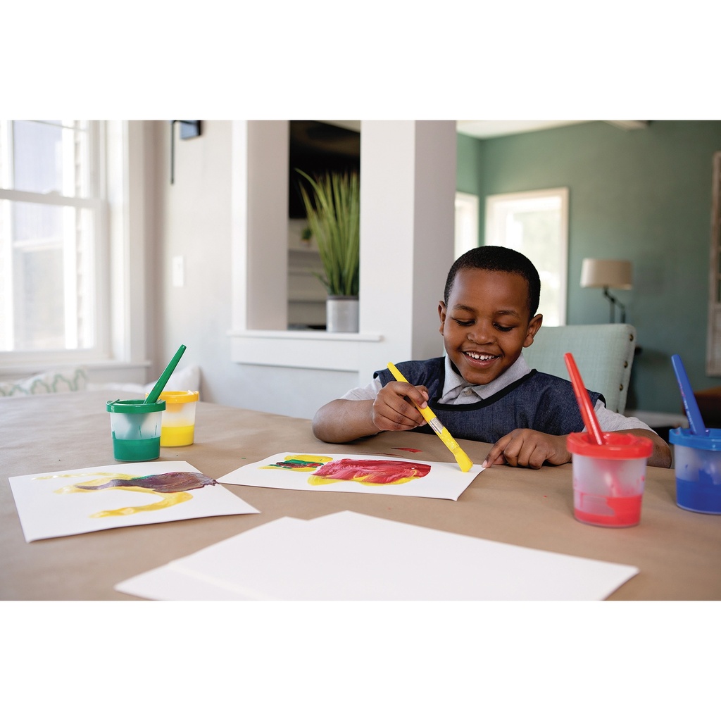No-Spill Round Paint Cups with Colored Lids, 3" Dia., 10 Cups