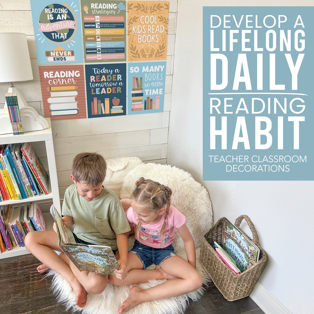 Colorful Pastel Reading Posters For Classroom Library Decor, Set of 6
