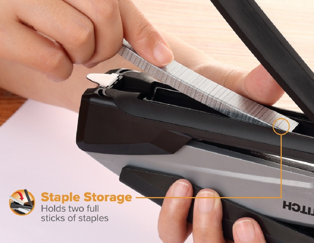 PaperPro InPower 20 Stapler, 20-Sheet Capacity, Black/Gray
