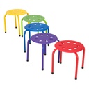 Assorted Color 12" H Plastic Stacking Stools Set of 5 