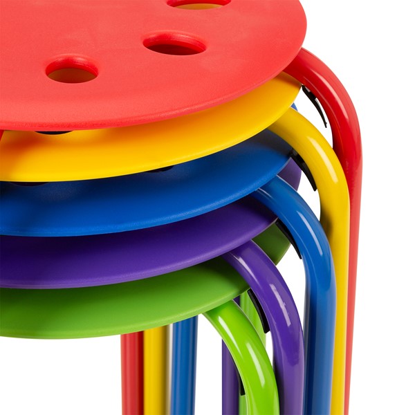 Assorted Color 17 3/4" H Plastic Stacking Stools Set of 5 