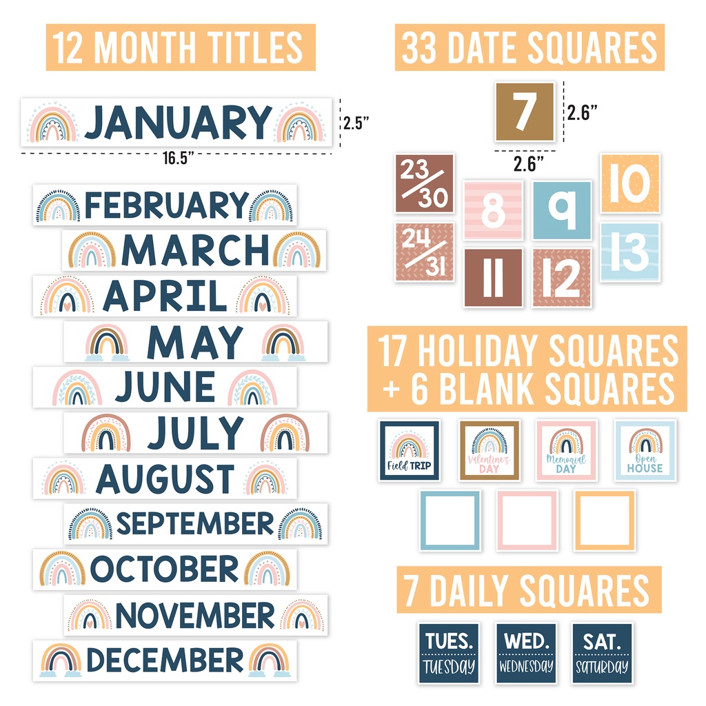 Boho Circle Time Bulletin Board Calendar for Classroom