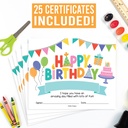 Colorful Happy Birthday Certificates For Students, Set of 25