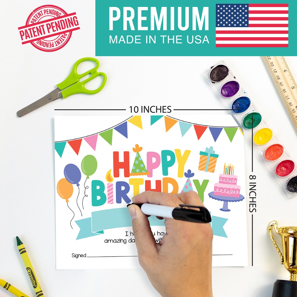 Colorful Happy Birthday Certificates For Students, Set of 25