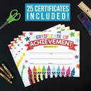Colorful Crayons Award Certificates of Achievement for Students, Set of 25