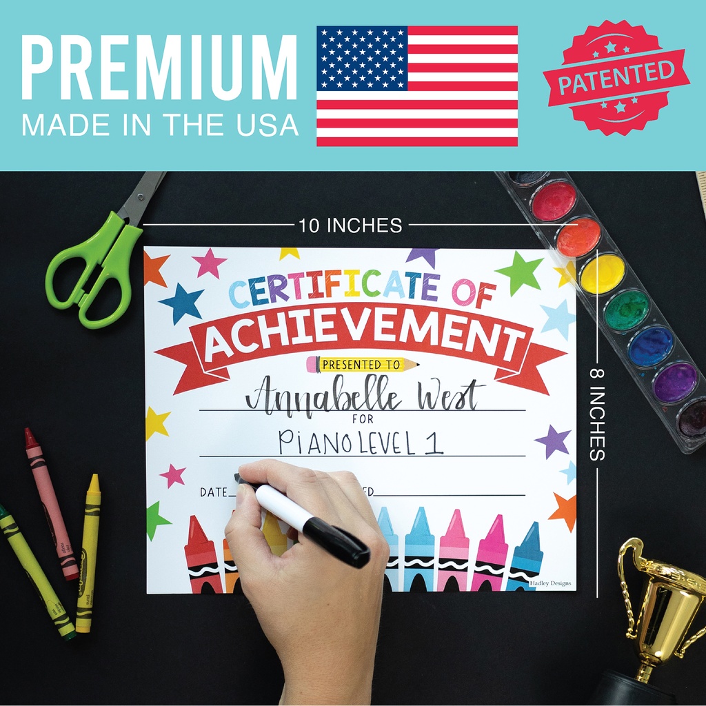 Colorful Crayons Award Certificates of Achievement for Students, Set of 25