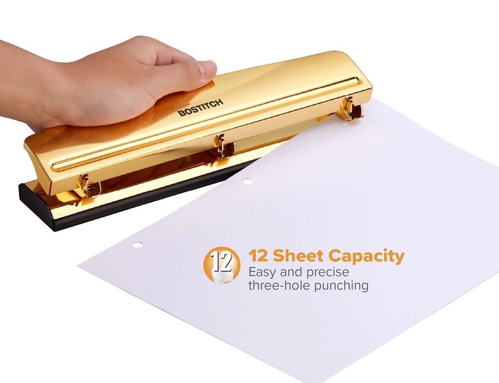 Bostitch HP12 Gold 3-Hole Punch
