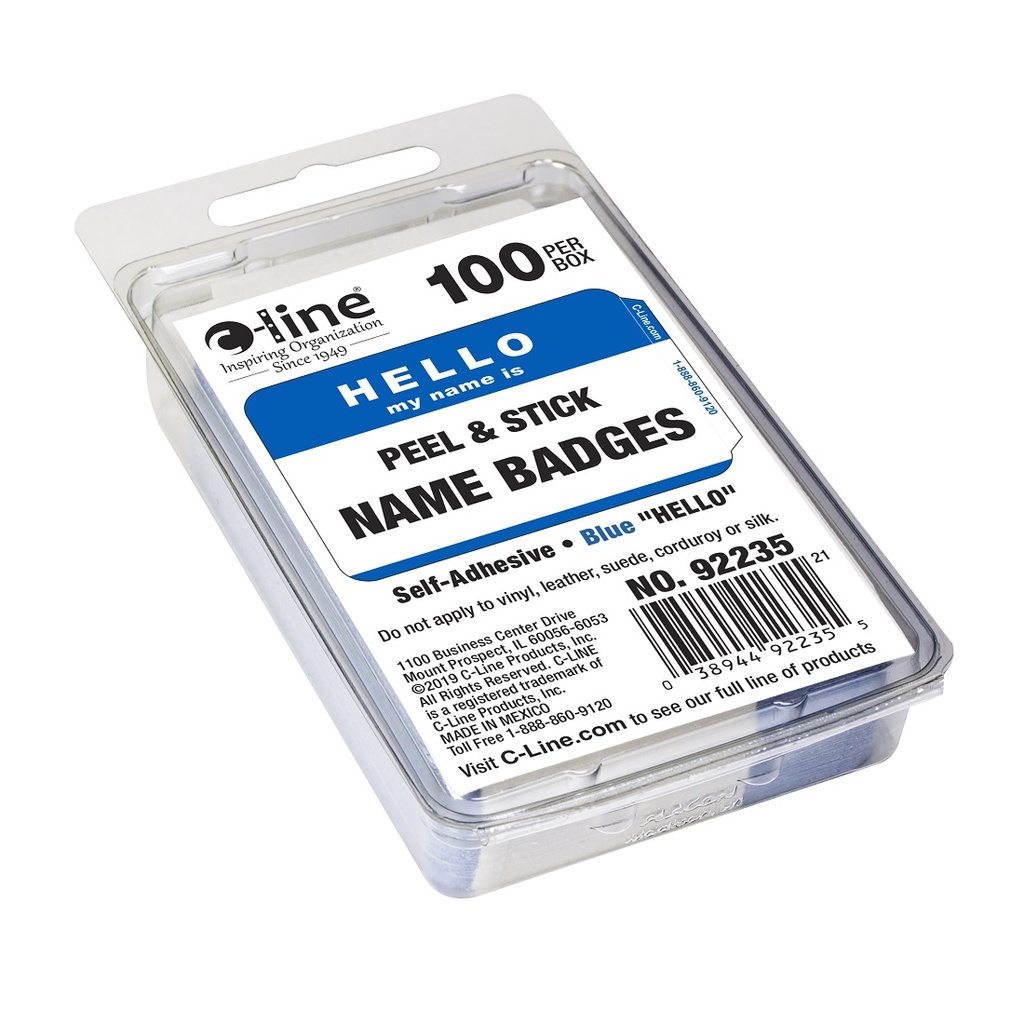 100ct Pressure Sensitive Hello Badges