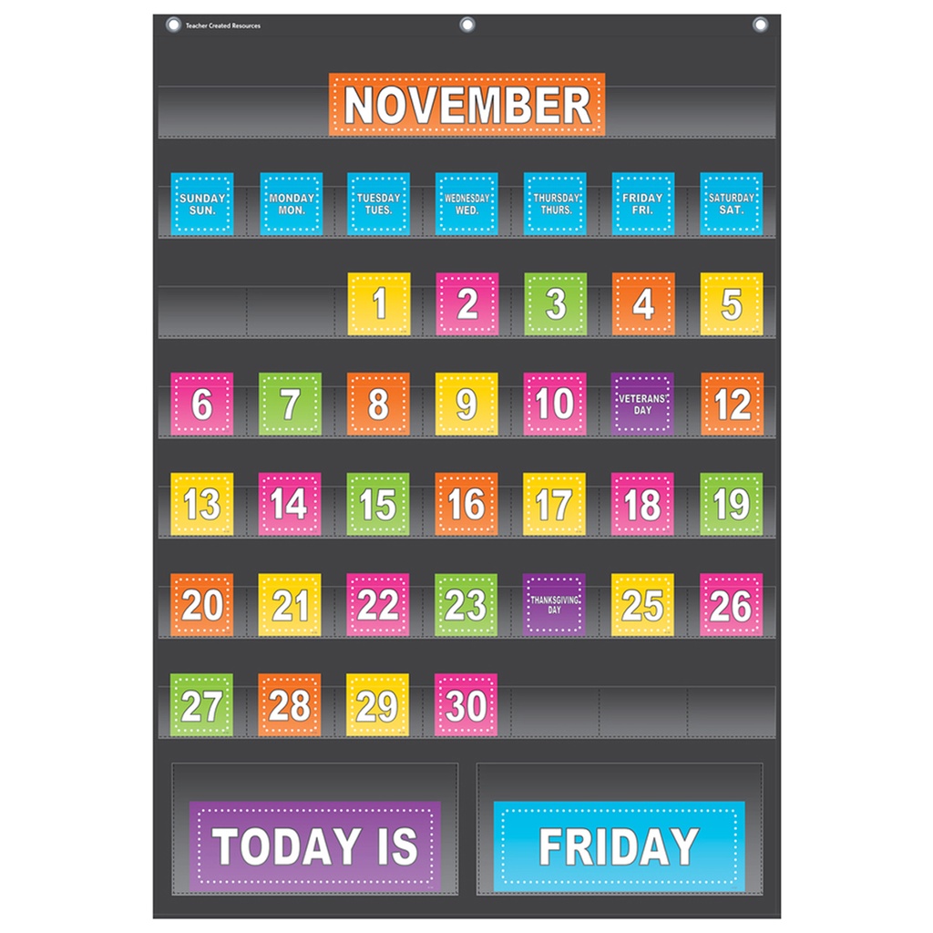 Black Calendar Pocket Chart 