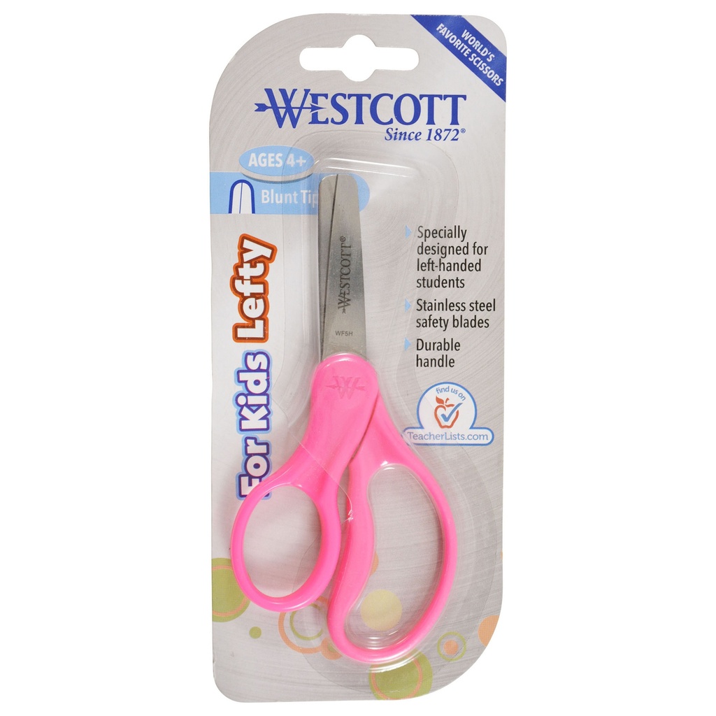 5" Blunt Assorted Colors Lefty Hard Handle Kids Scissors 6ct