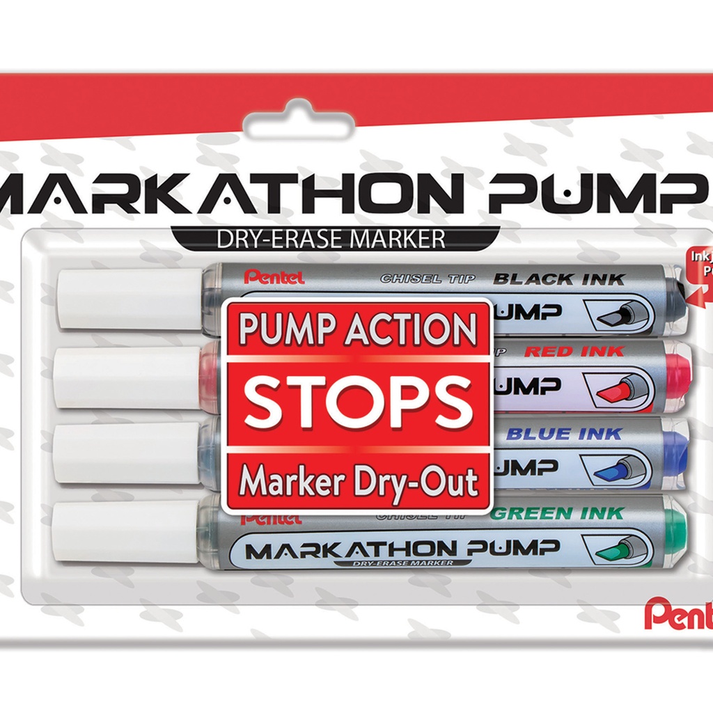 Assorted Chisel Tip Markathon Pump Dry Erase Marker 4-Pack