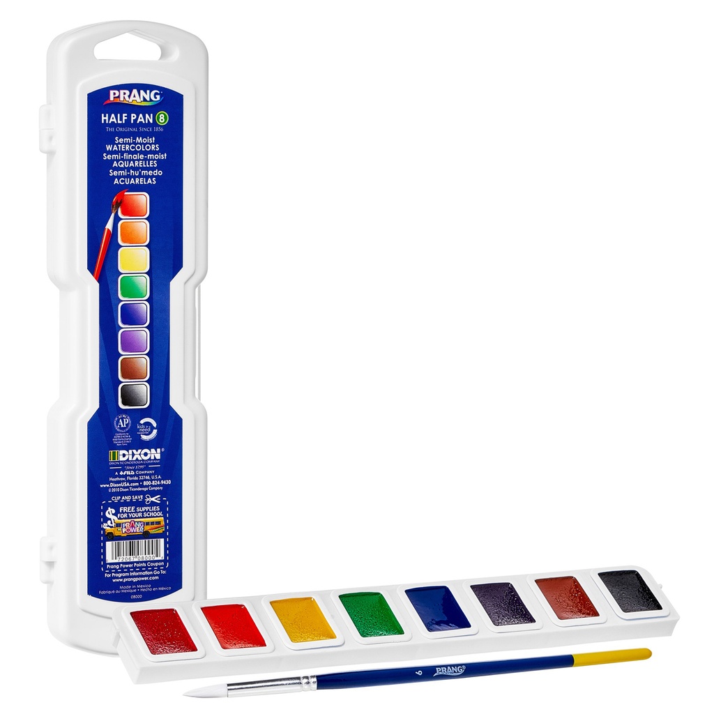 Professional 8-Color Half Pan Watercolor Sest with Brushes 3ct