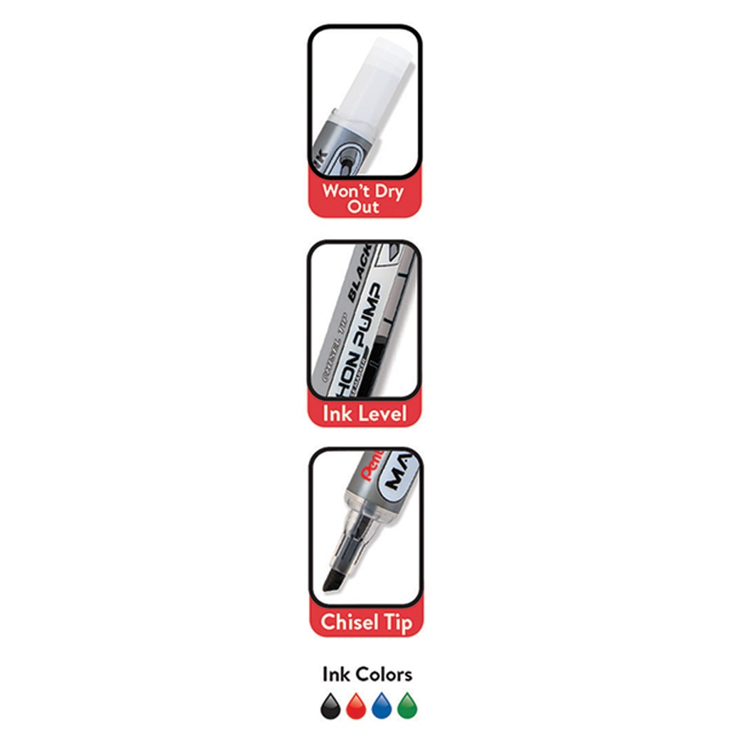 Assorted Chisel Tip Markathon Pump Dry Erase Marker 4-Pack
