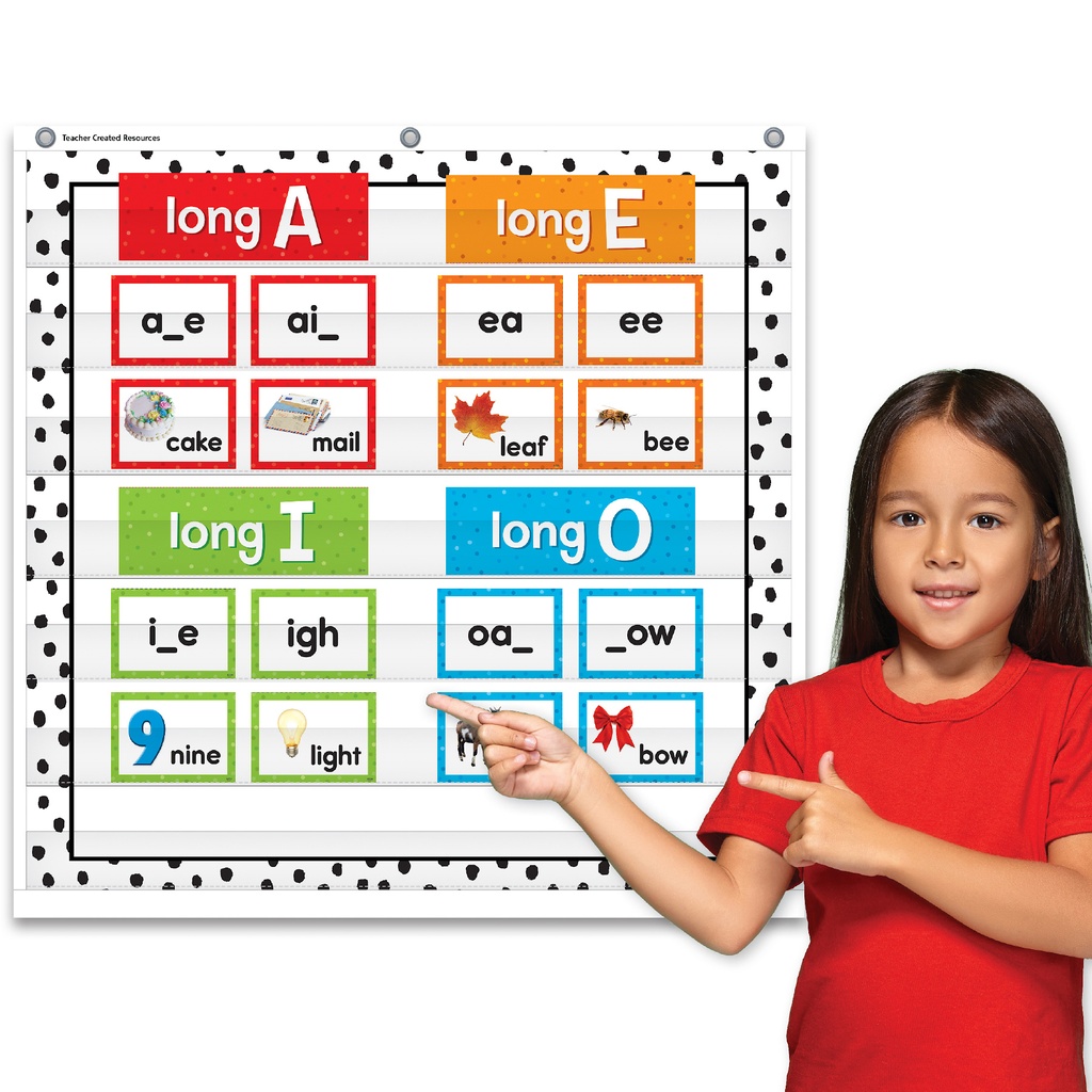 Black Painted Dots on White 7 Pocket Chart
