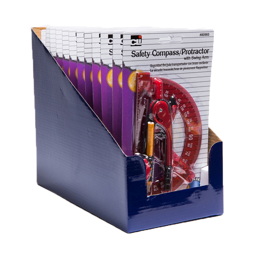 Assorted Compass Safety and 6" Swing Arm Protractors Pack of 12