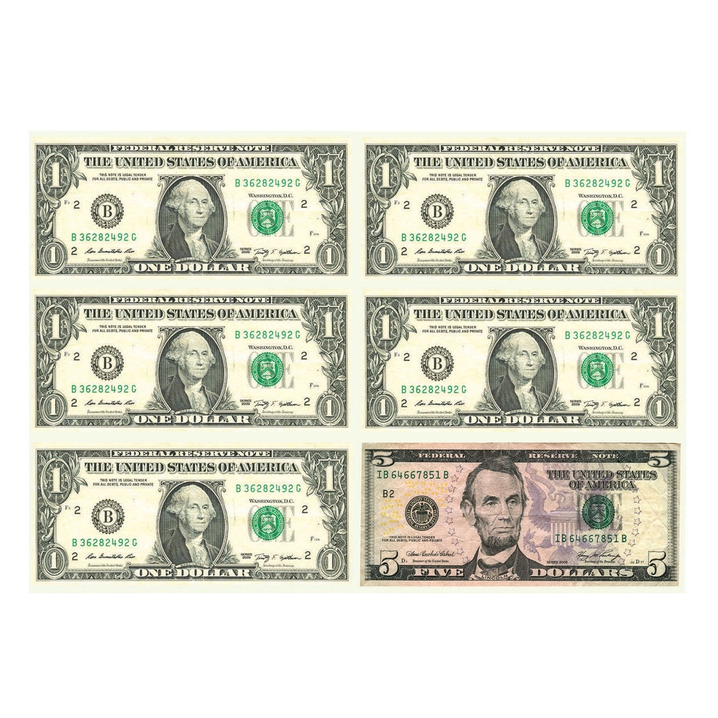 U.S. Dollars Math Die-Cut Magnets