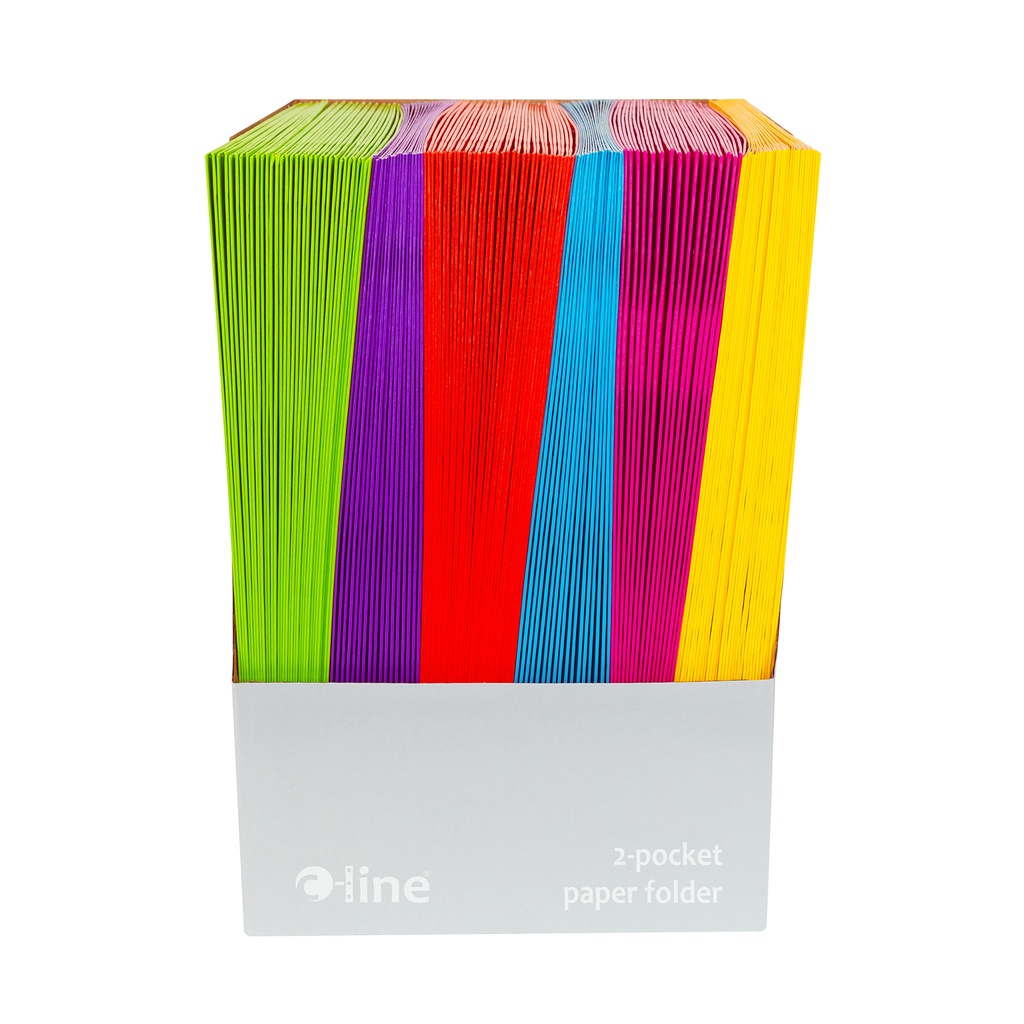 Assorted 2-Pocket Laminated Paper Portfolio with 3-Hole Punch