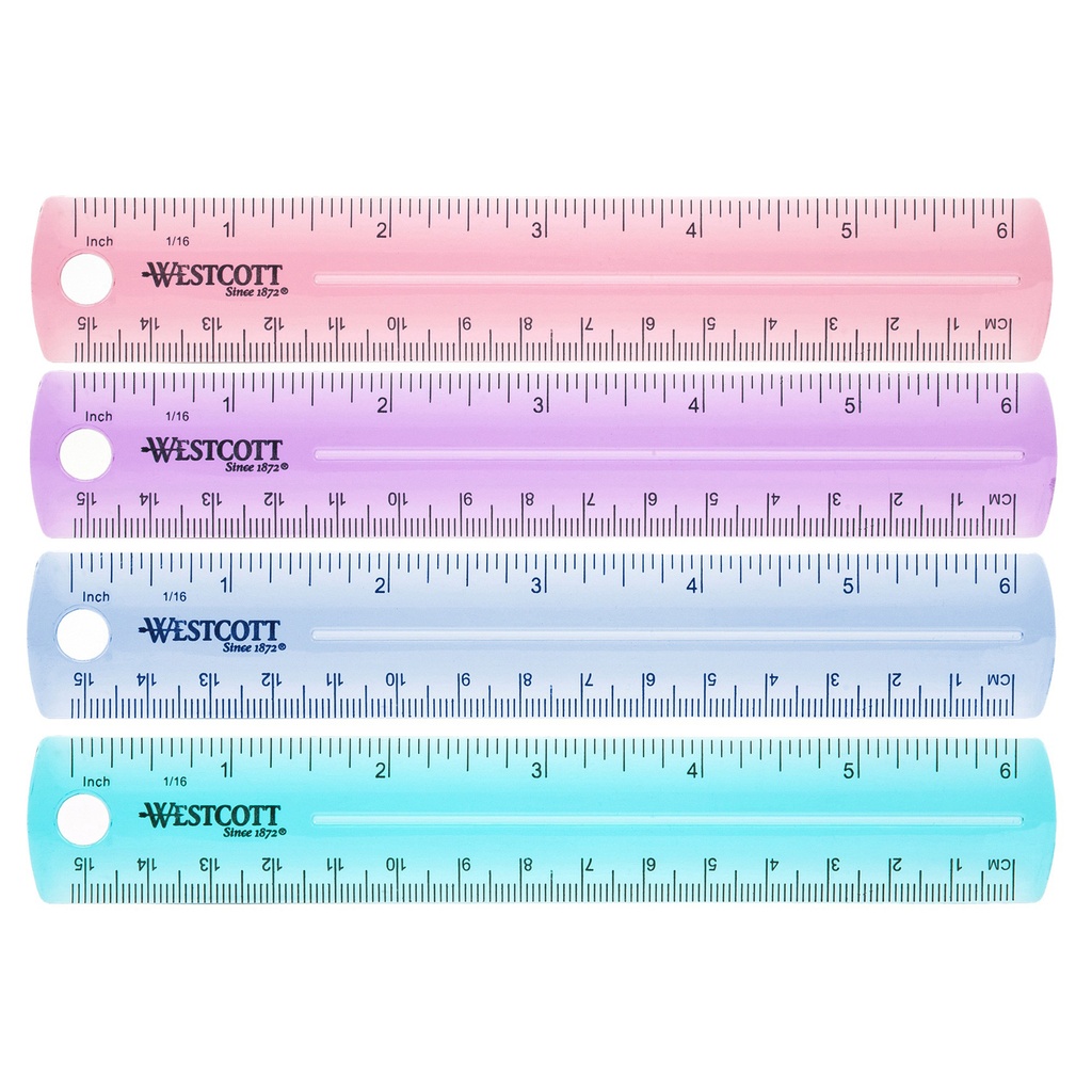 6" Assorted Colors Plastic Ruler 36ct