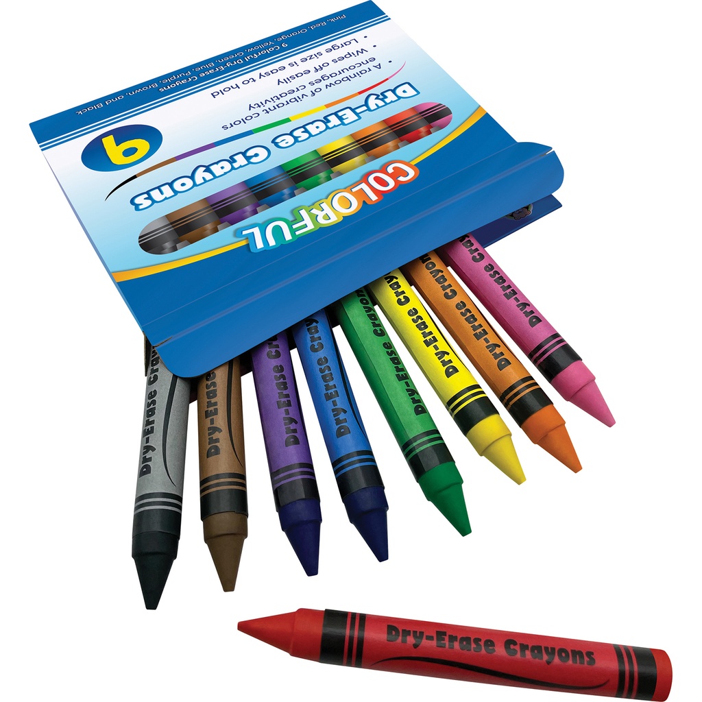 Colorful Dry-Erase Crayons Pack of 9