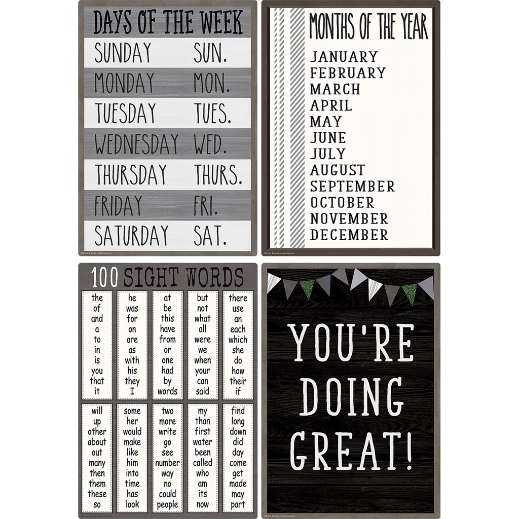Modern Farmhouse Early Learning Small Poster Pack 12 Posters