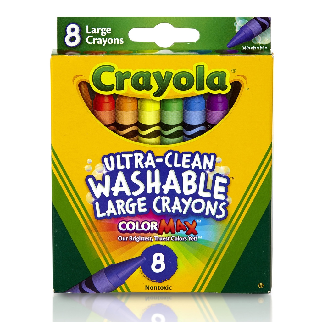 Large Size Ultra-Clean Washable Crayons  8 Colors