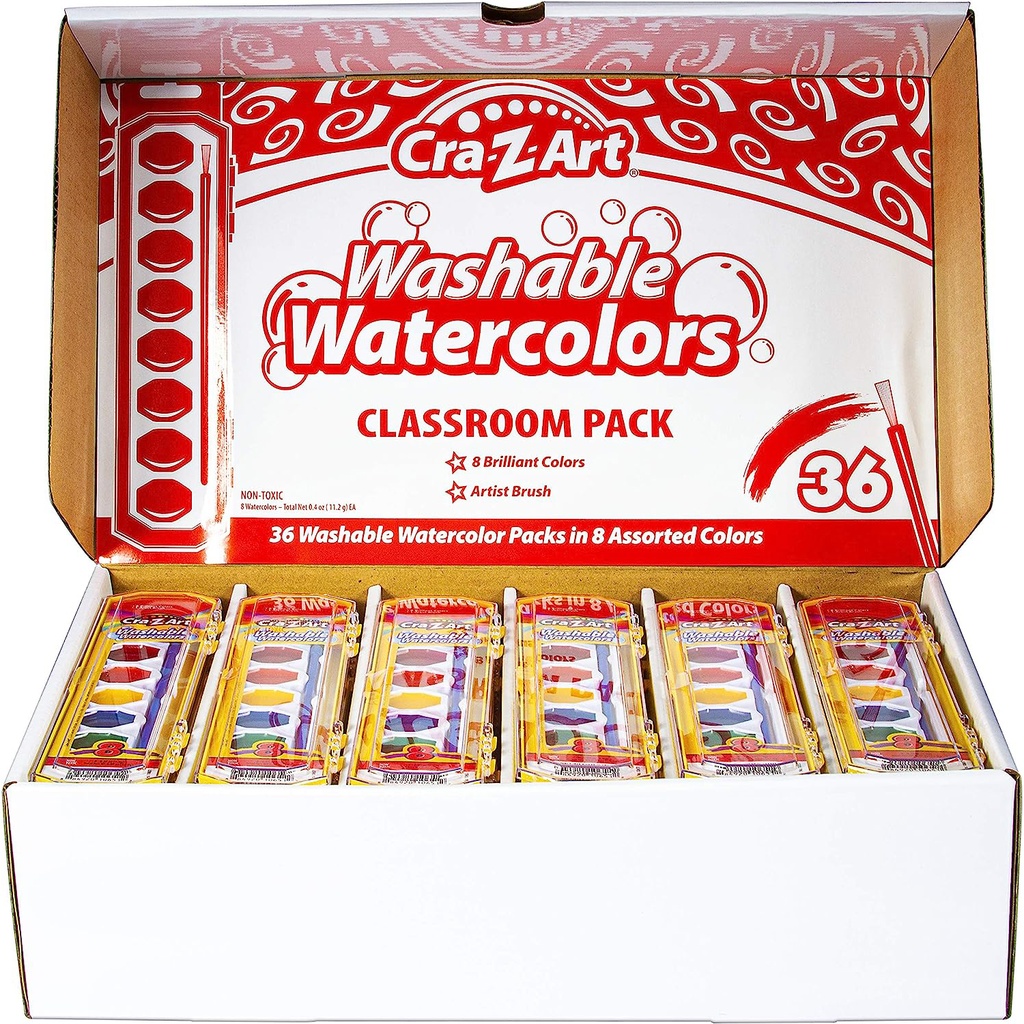 Washable Watercolors Classroom Pack 36 Count in 8 Colors