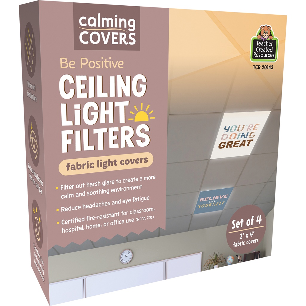 2' x 4' Be Positive Calming Covers Ceiling Light Filters Pack of 4