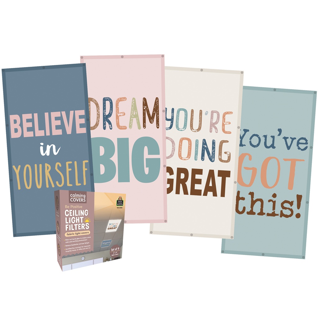 2' x 4' Be Positive Calming Covers Ceiling Light Filters Pack of 4