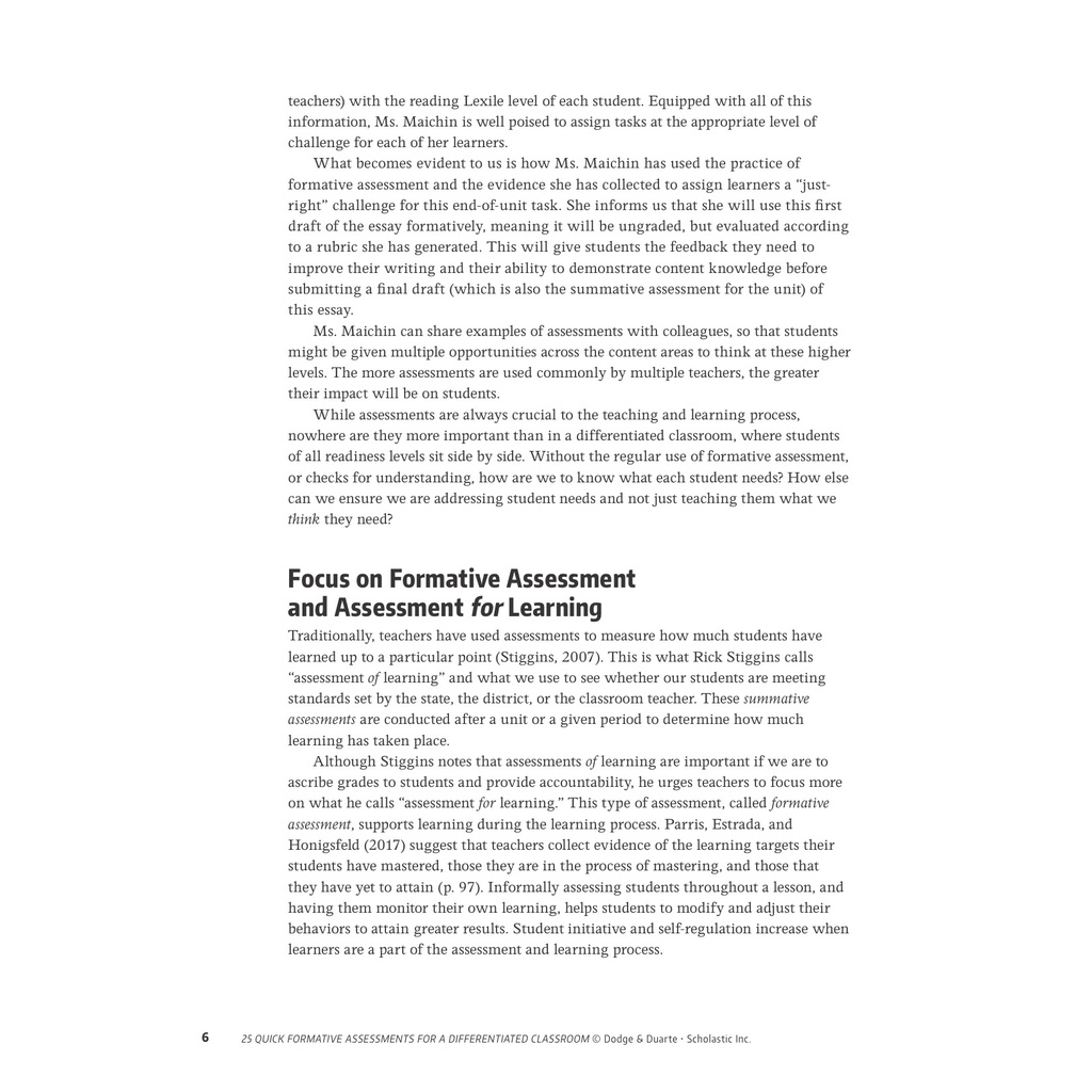 25 Quick Formative Assessments for a Differentiated Classroom