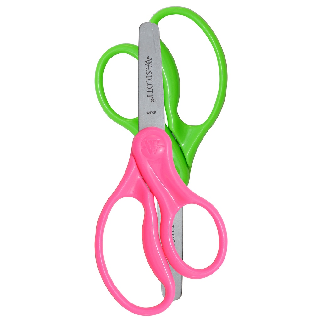 5" Blunt Assorted Colors Hard Handle Kids Scissors 6ct