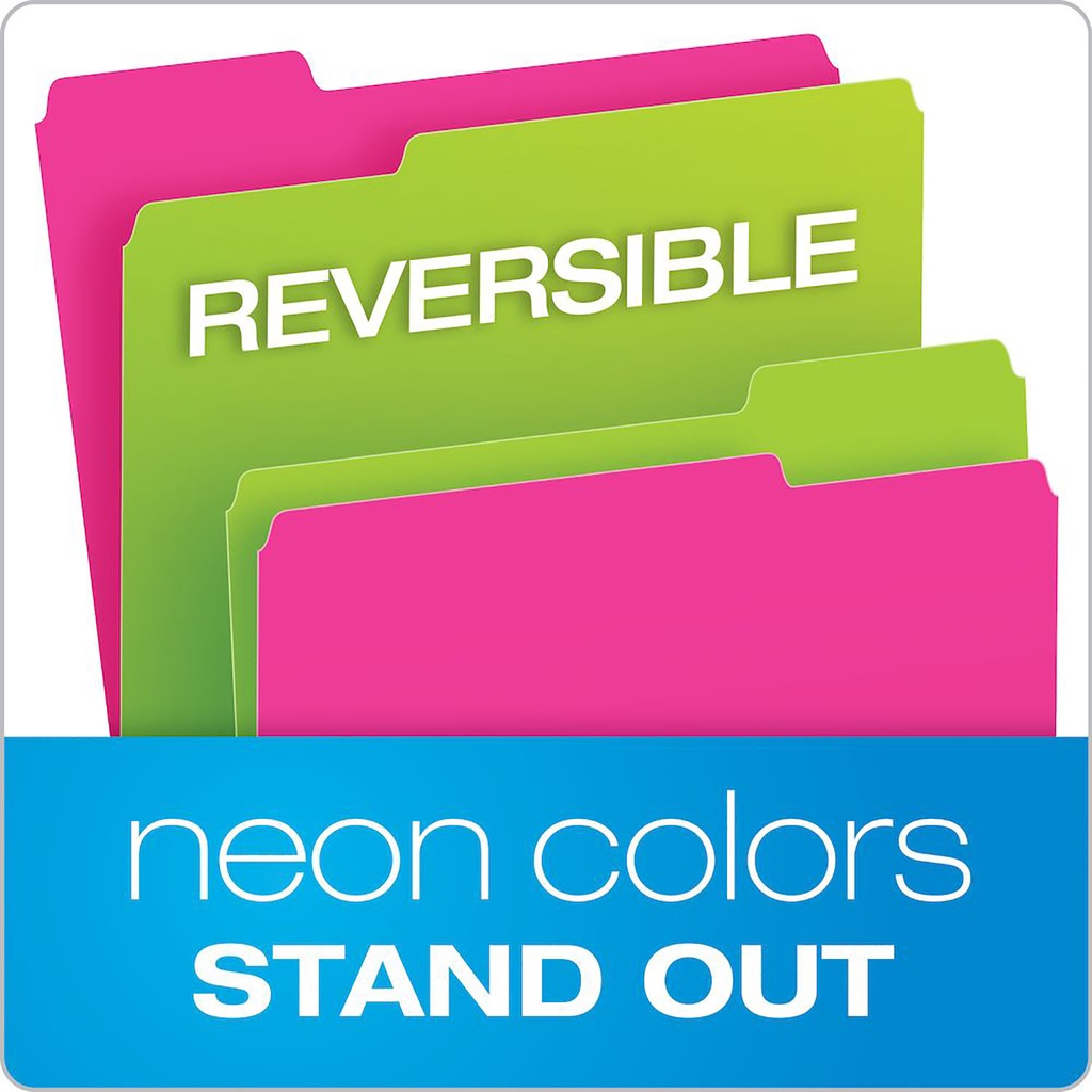 Assorted 1/3 Cut Letter Size Twisted Glow File Folders Pack of 12