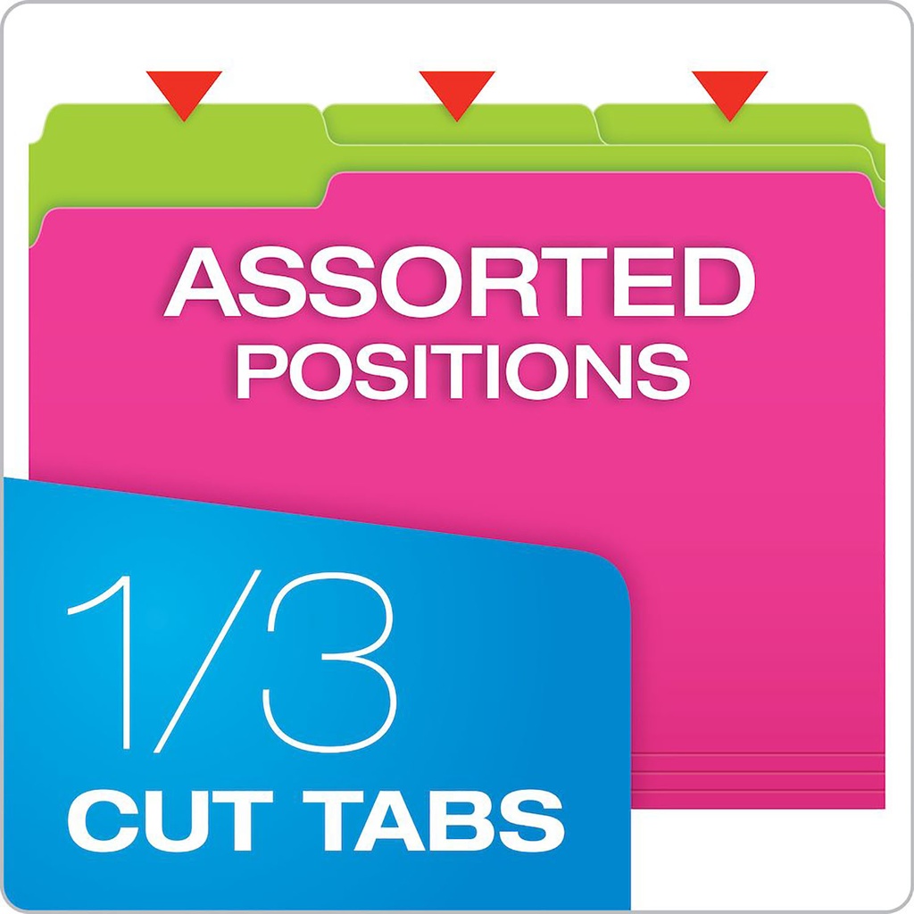 Assorted 1/3 Cut Letter Size Twisted Glow File Folders Pack of 12