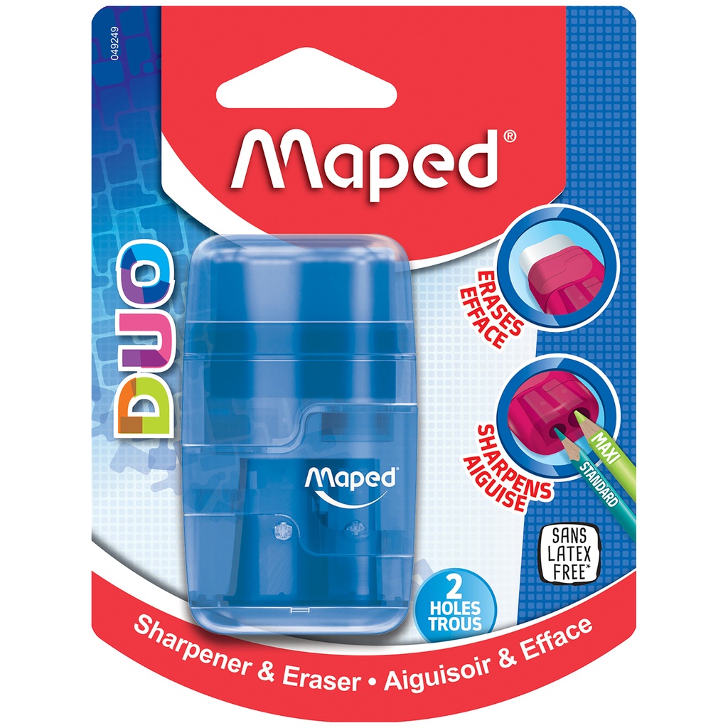Assorted Connect DUO 2 Hole Sharpener / Eraser Combo Pack of 12