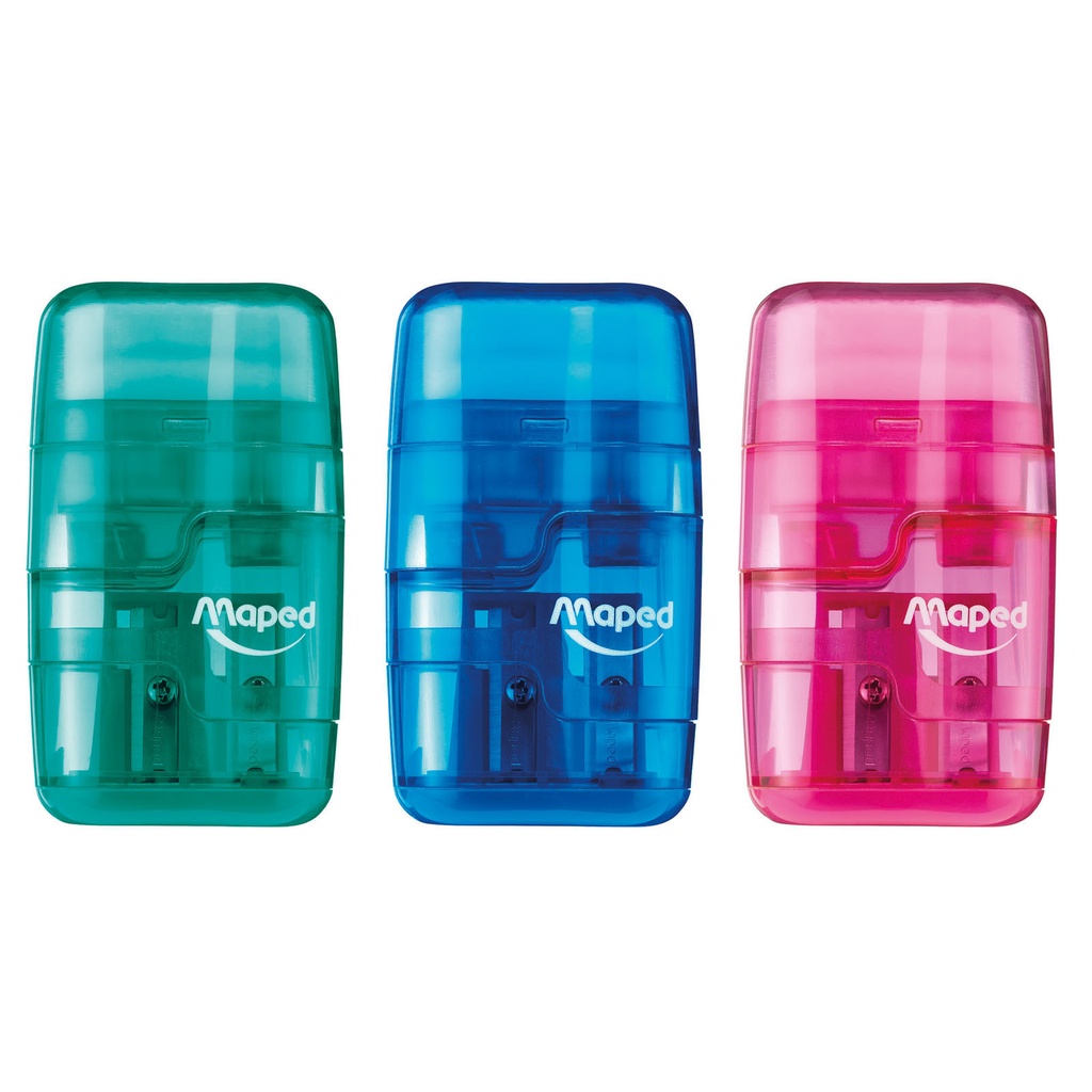 Assorted Connect DUO 2 Hole Sharpener / Eraser Combo Pack of 12