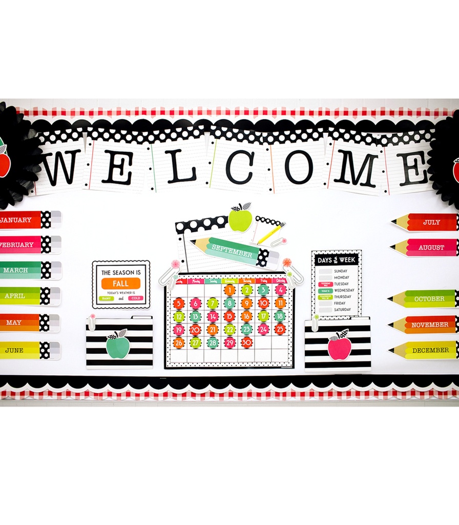 Black, White &amp; Stylish Brights Welcome Bulletin Board Set