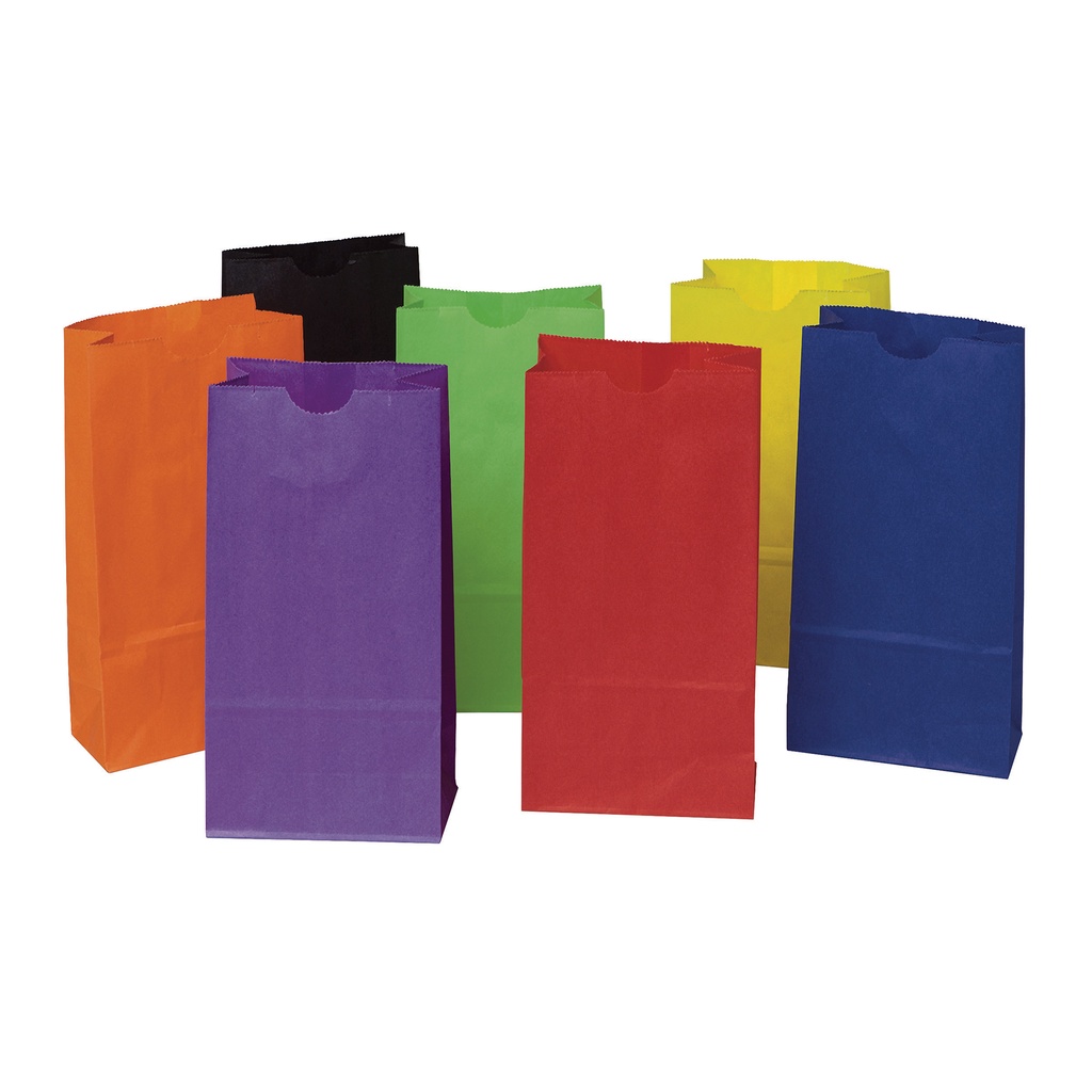 Bright Colors 4 1/8" x 2-5/8" x 8" Mini Kraft Bags 28 Bags