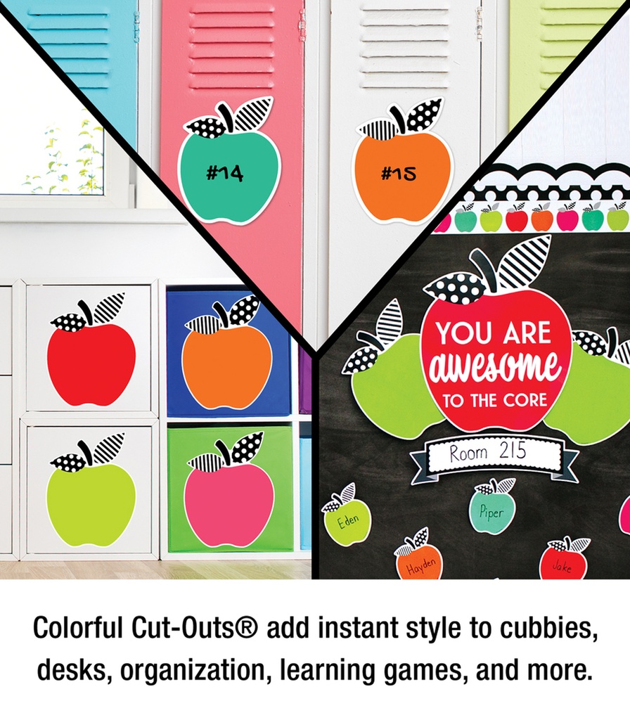 Black, White &amp; Stylish Brights Apples Cut-Outs