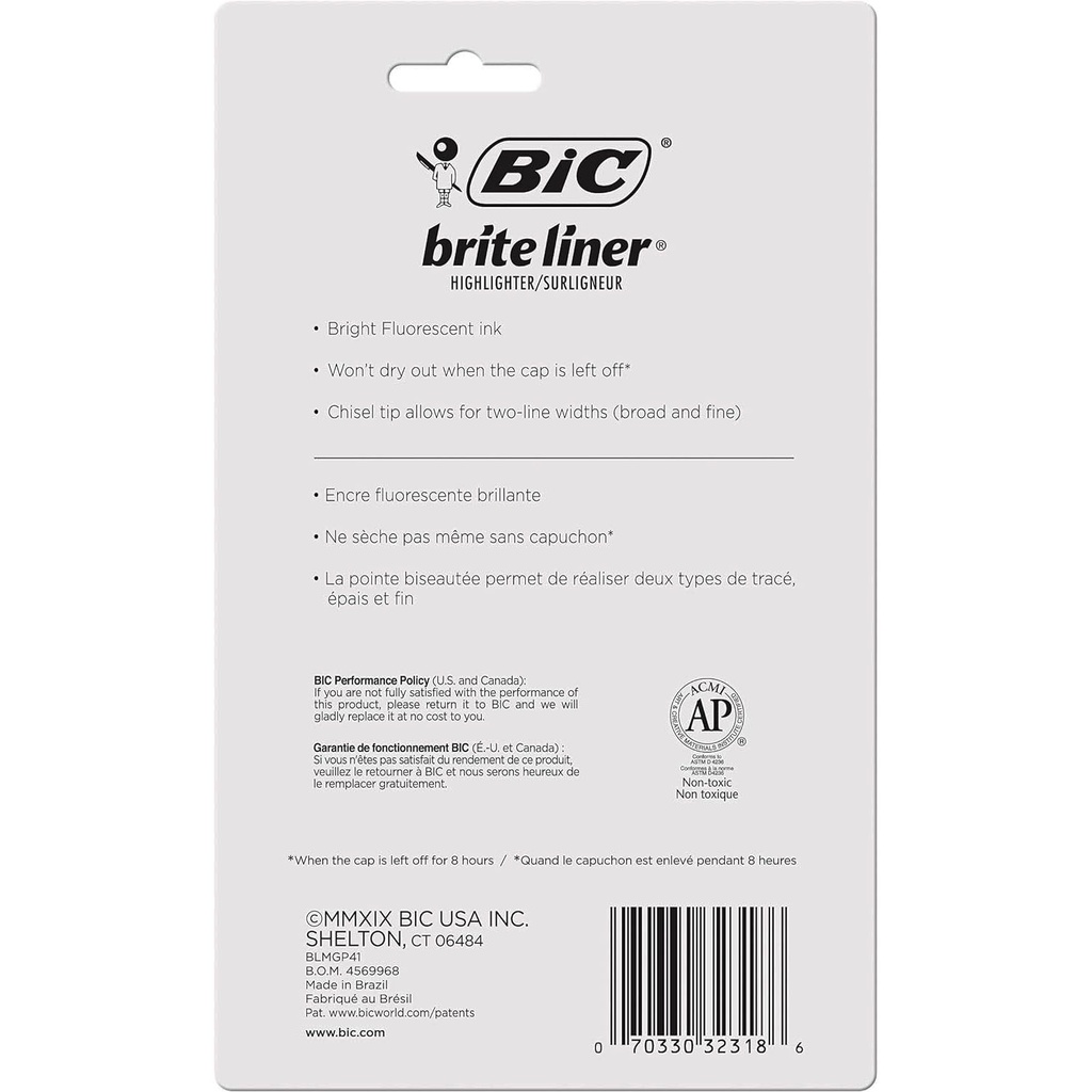 Chisel Tip Assorted Colors Brite Liner® Grip Tank Highlighter Pack of 4