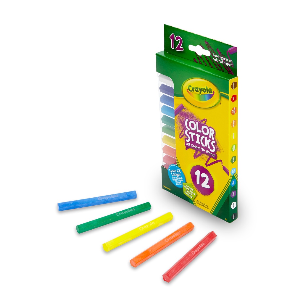 Color Sticks Woodless Colored Pencils 12 Count