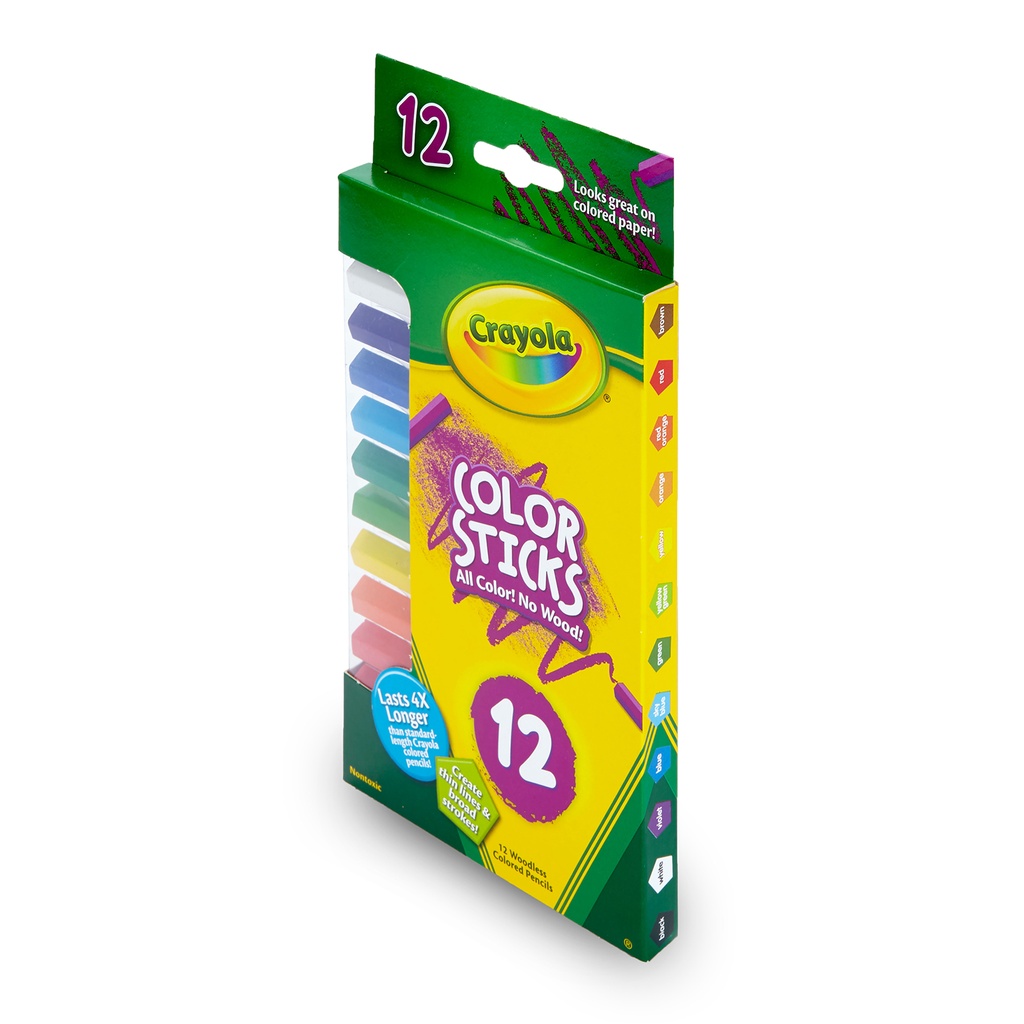 Color Sticks Woodless Colored Pencils 12 Count