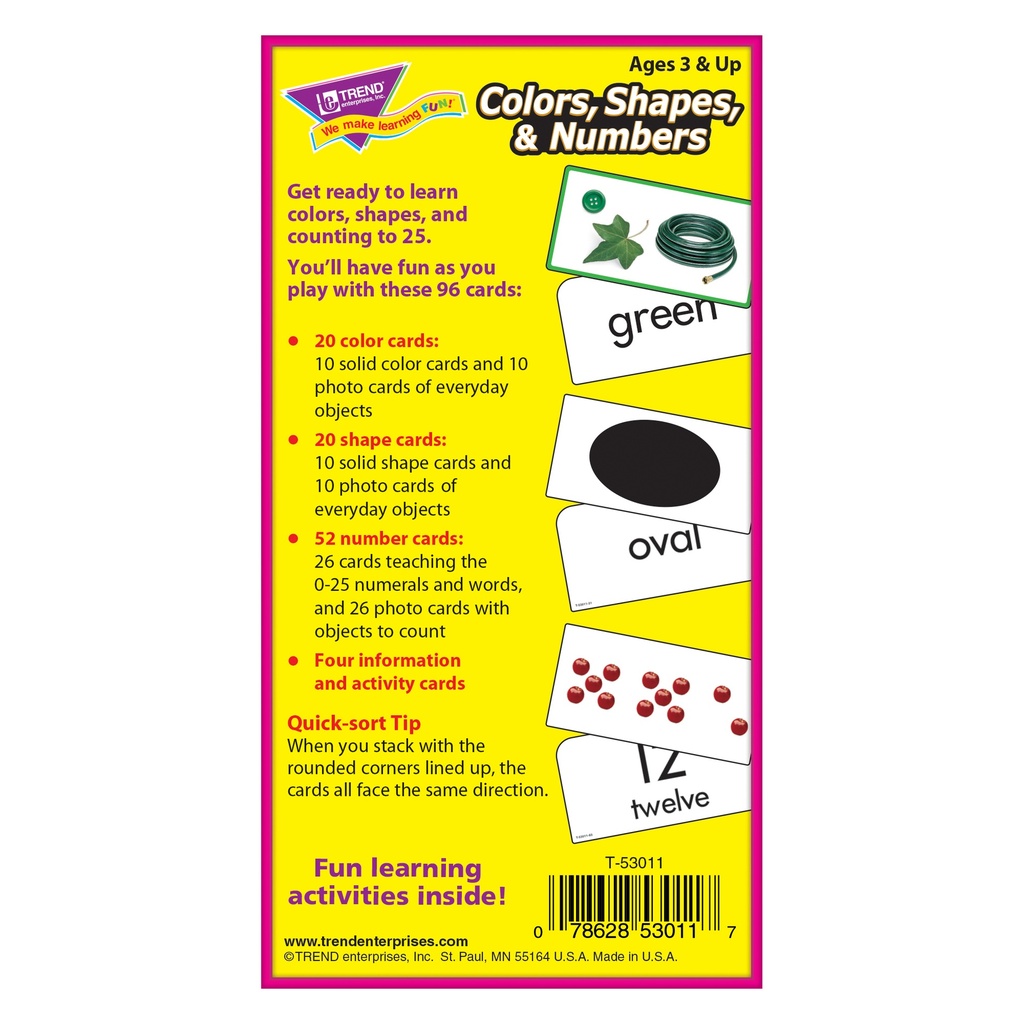 Colors, Shapes, & Numbers Skill Drill Flash Cards