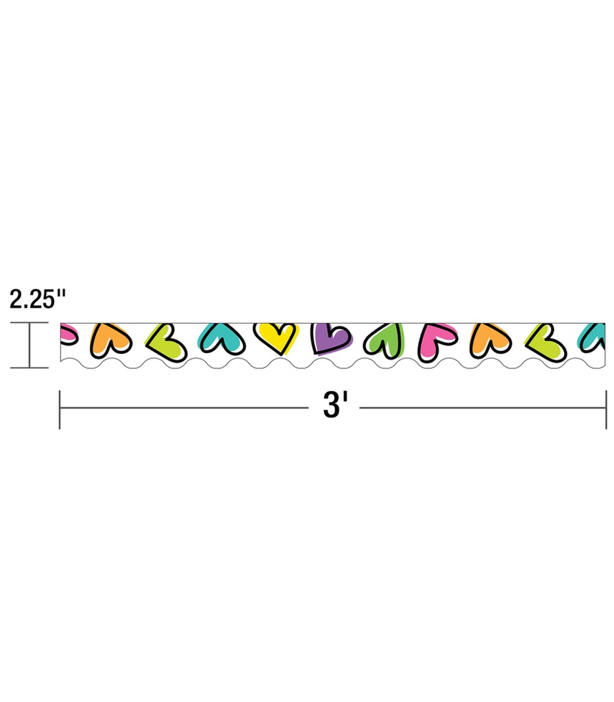 Kind Vibes Doodle Hearts Scalloped Borders